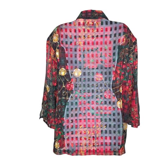 Draper's & Damon's Christmas Holiday Burnout Button-up Blouse Top Size 3x - Picture 2 of 7